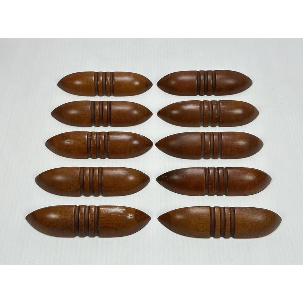 Antique 10 Matching Wood Drawer Pulls Handle Waterfall Dresser Art Deco